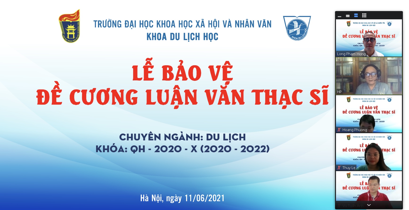 Lễ bảo vệ đề cương luận văn thạc sĩ của lớp cao học du lịch khoá 18
