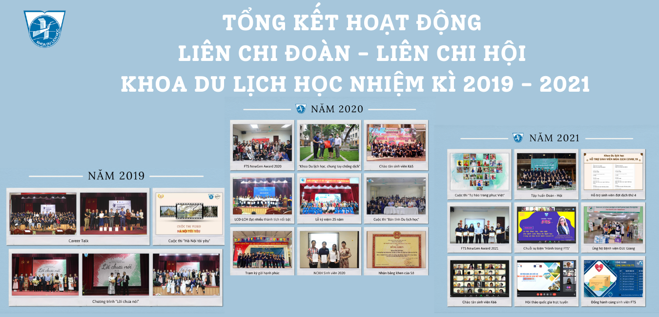 TỔNG KẾT HOẠT ĐỘNG CỦA LIÊN CHI ĐOÀN - LIÊN CHI HỘI KHOA DU LỊCH HỌC NHIỆM KỲ 2019 - 2021