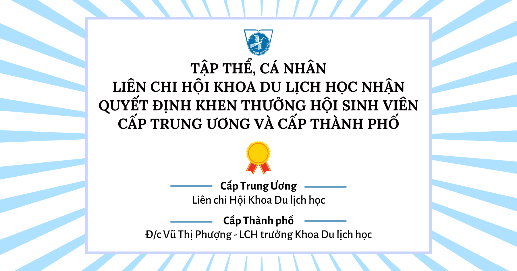TẬP THỂ, CÁ NHÂN LIÊN CHI HỘI KHOA DU LỊCH HỌC NHẬN QUYẾT ĐỊNH KHEN THƯỞNG HỘI SINH VIÊN CẤP TRUNG ƯƠNG VÀ CẤP THÀNH PHỐ NĂM HỌC 2020 -2021