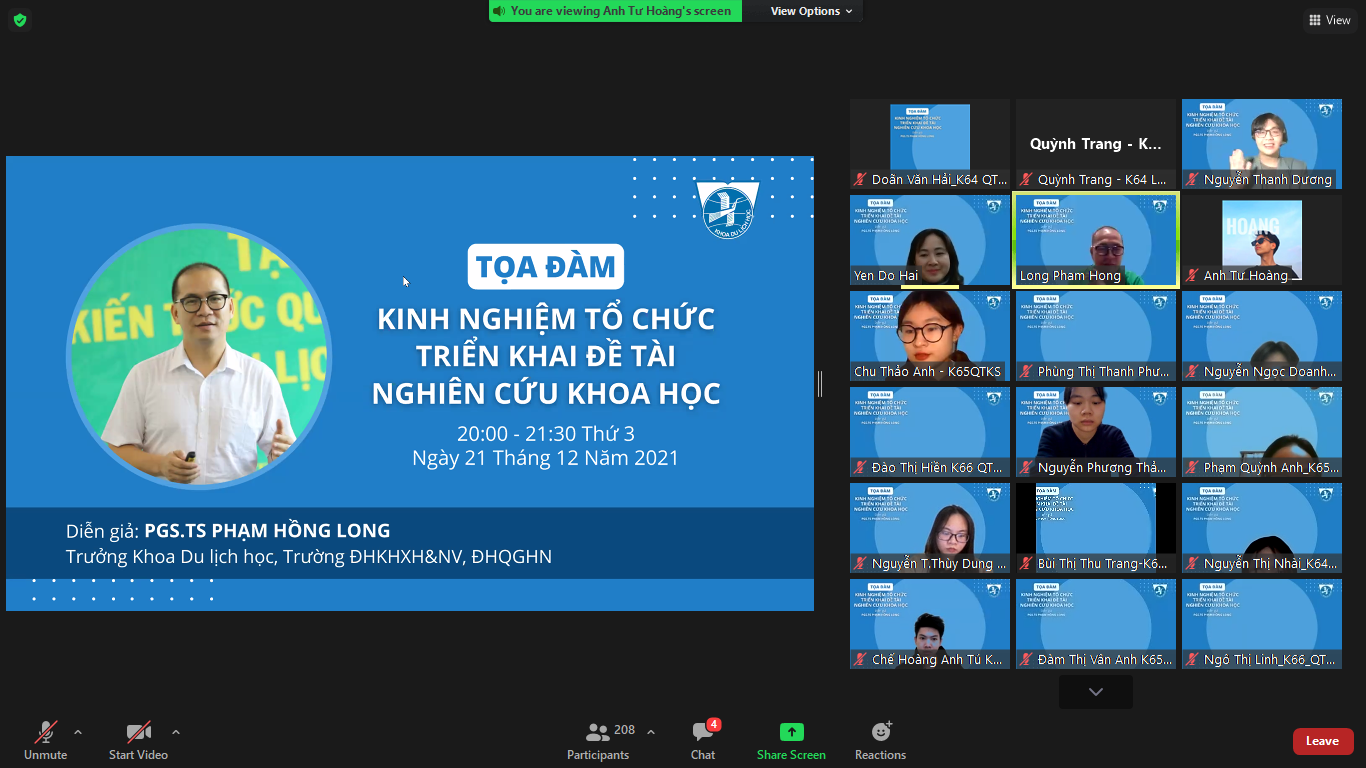 TỌA ĐÀM| NCKH SINH VIÊN – KINH NGHIỆM TỔ CHỨC TRIỂN KHAI ĐỀ TÀI NGHIÊN CỨU KHOA HỌC