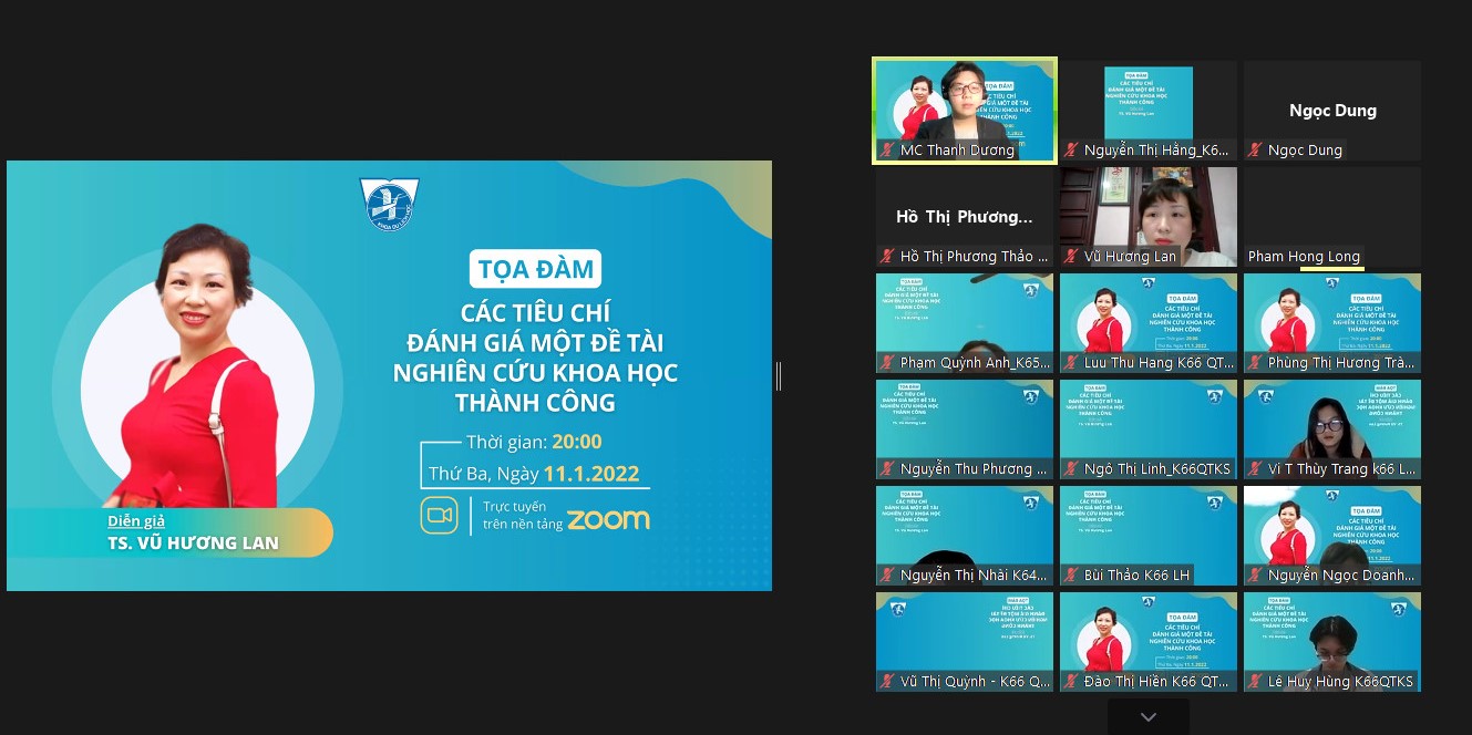 TỌA ĐÀM NCKH SINH VIÊN: CÁC TIÊU CHÍ ĐÁNH GIÁ MỘT ĐỀ TÀI NGHIÊN CỨU KHOA HỌC THÀNH CÔNG