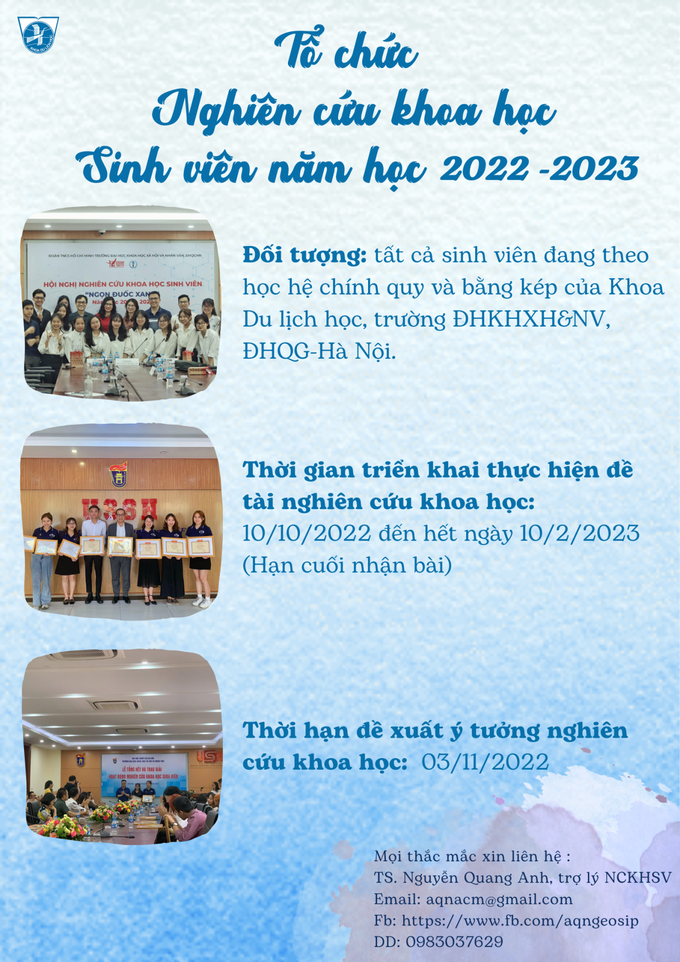 TỔ CHỨC NGHIÊN CỨU KHOA HỌC SINH VIÊN NĂM HỌC 2022-2023