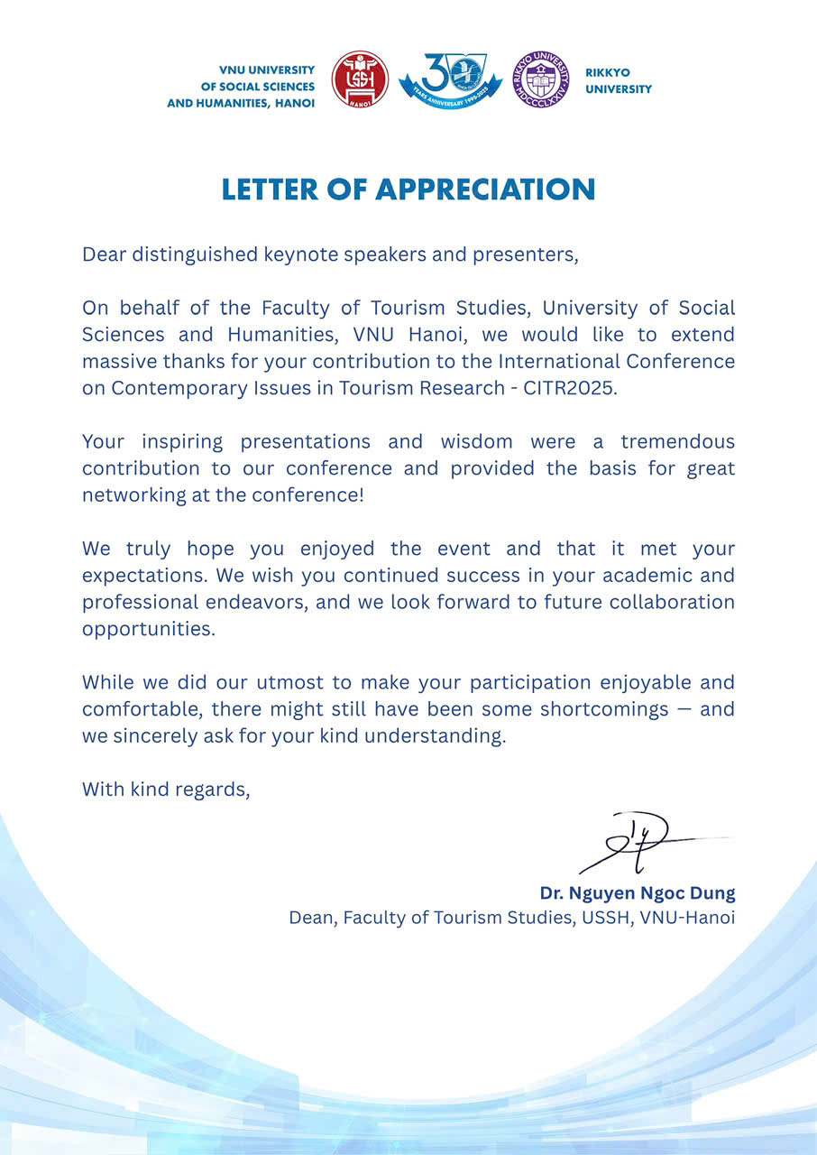 LETTER OF APPRECIATION